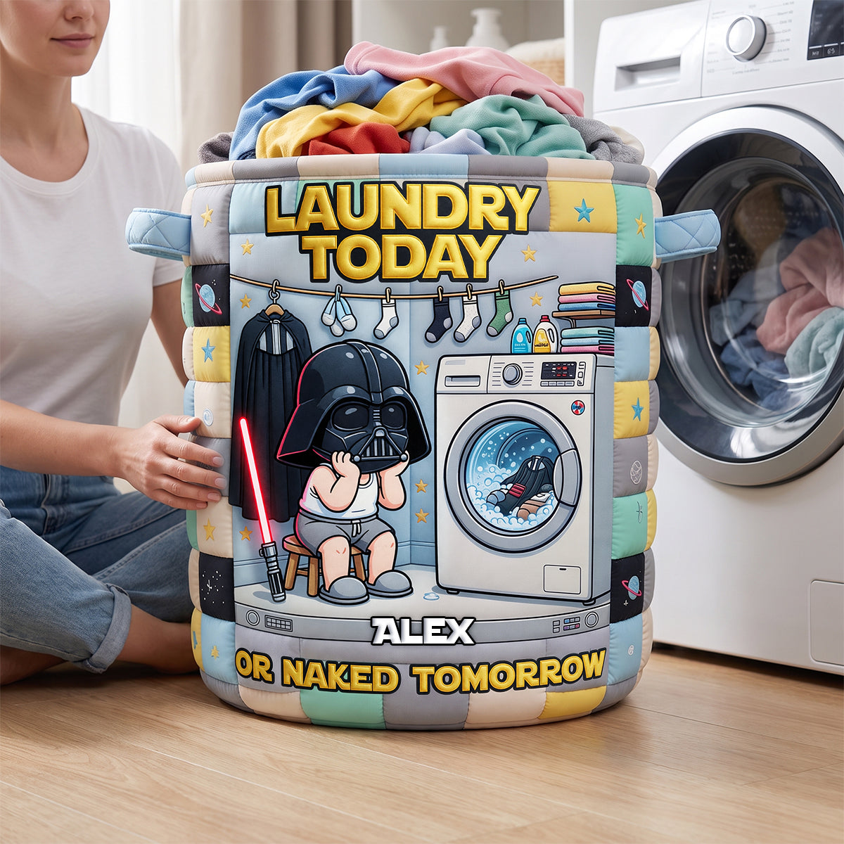 Space Warrior Quilted Laundry Basket - Personalized Gifts 02todh090726