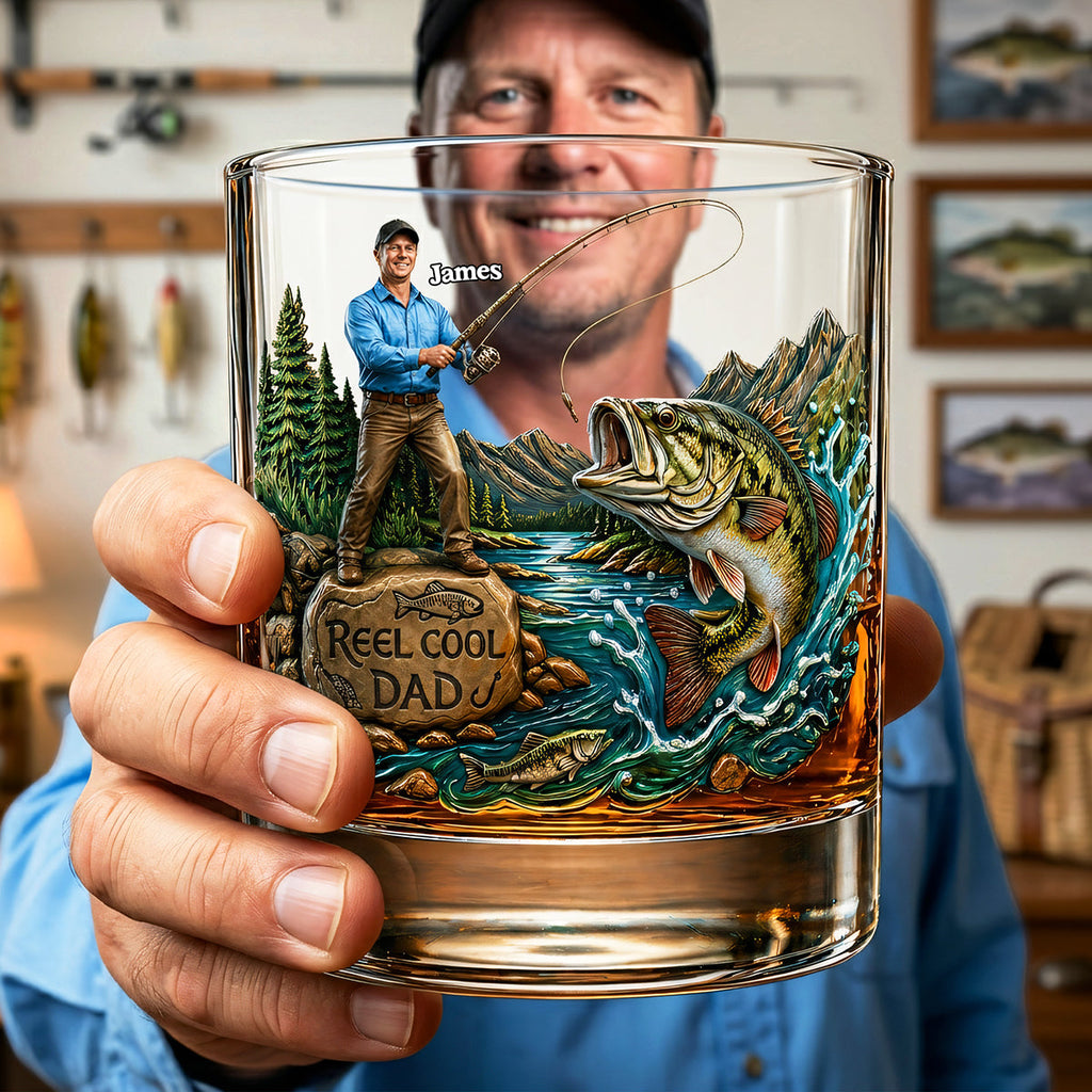 Marvelous Fishing Dad Drinking Glass - Custom Photo Gifts For Dads 03tota090526