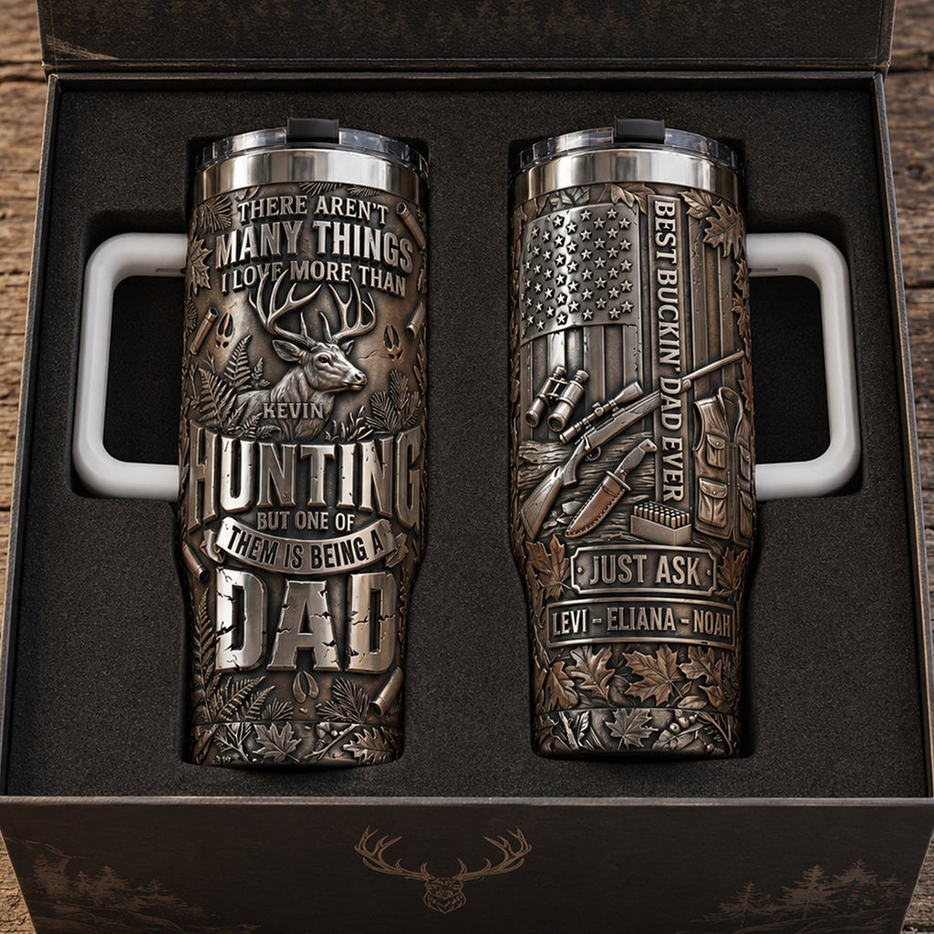 Hunting Obsessed Dad Tumbler With Handle, Personalized Gifts For Dads 03qhta230526