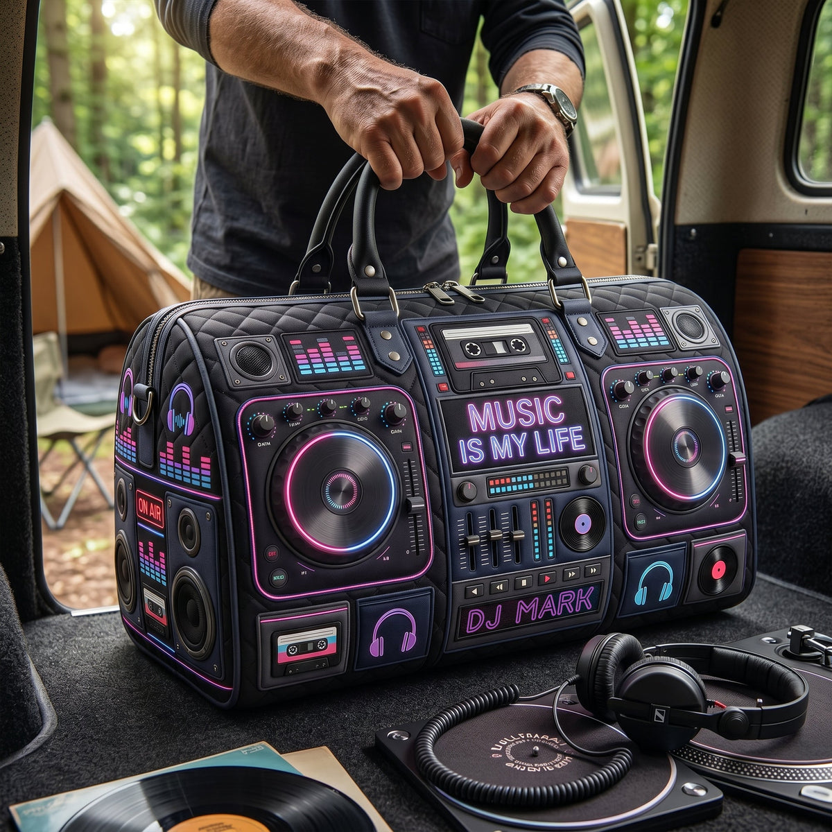 DJ Mixer Quilted Duffle Bag Personalized Gifts For Music Lovers 03palu060726