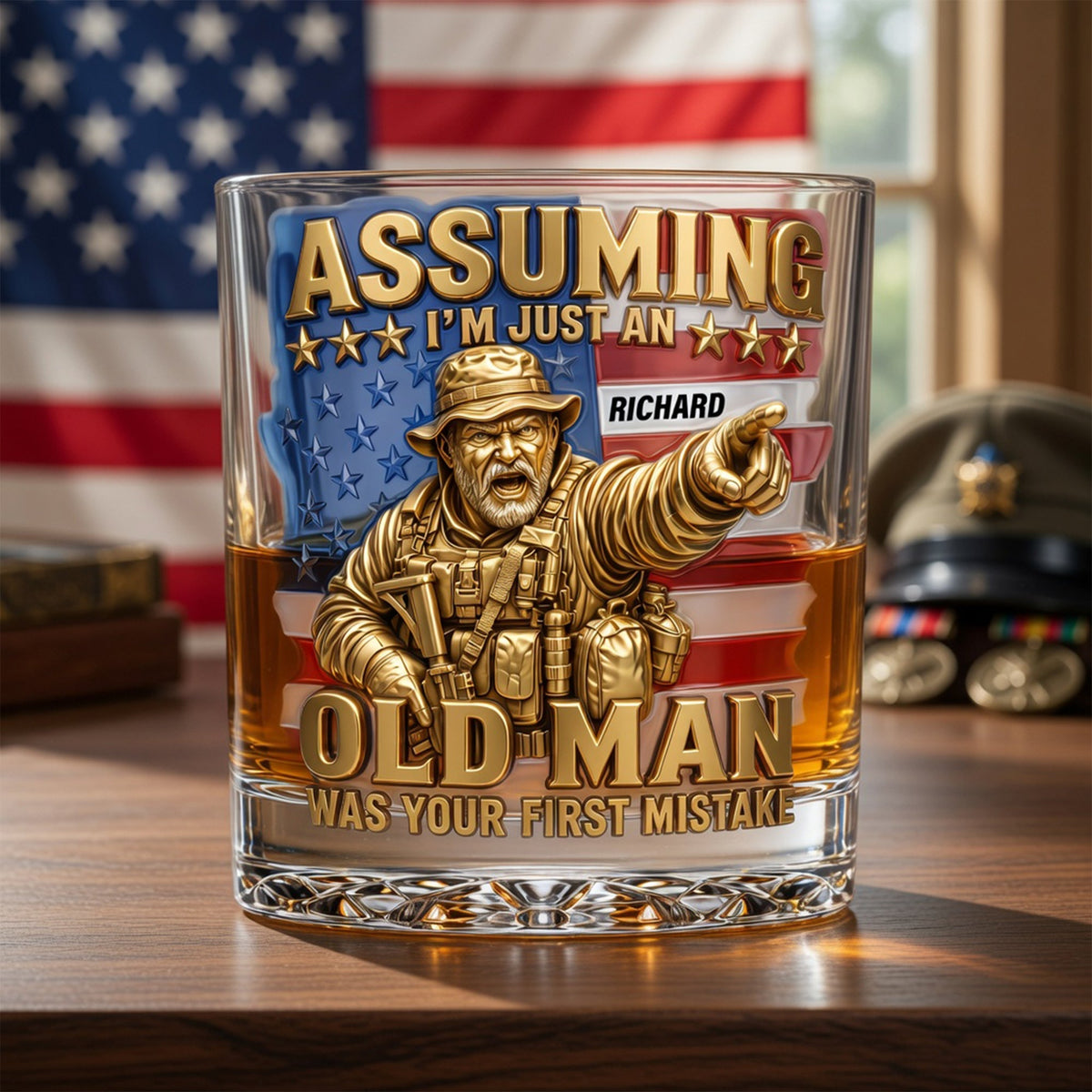 Funny Veteran Round Glass - Personalized Gifts For Veterans 01PAQN070726