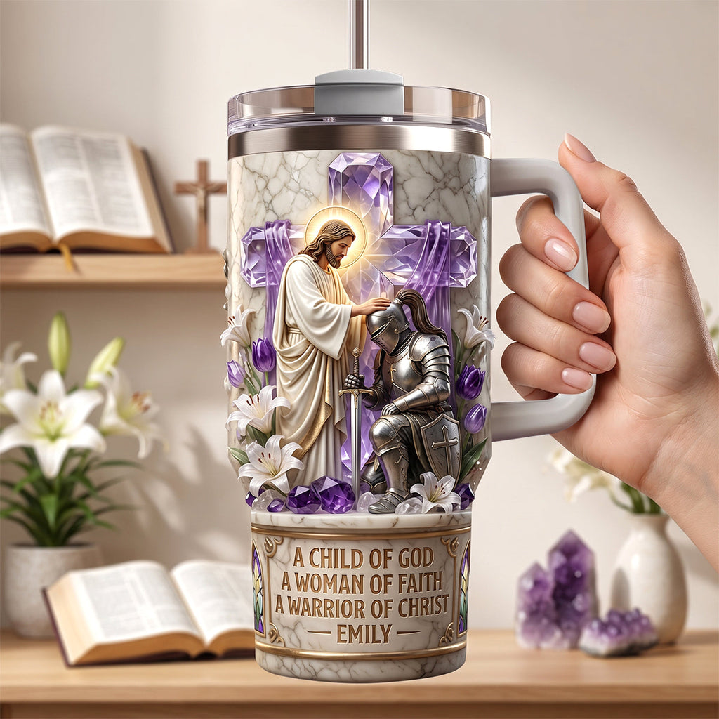 Knight Kneeling Before God 40oz Tumbler With Handle - Personalized Gifts For Christians 02tydh060726