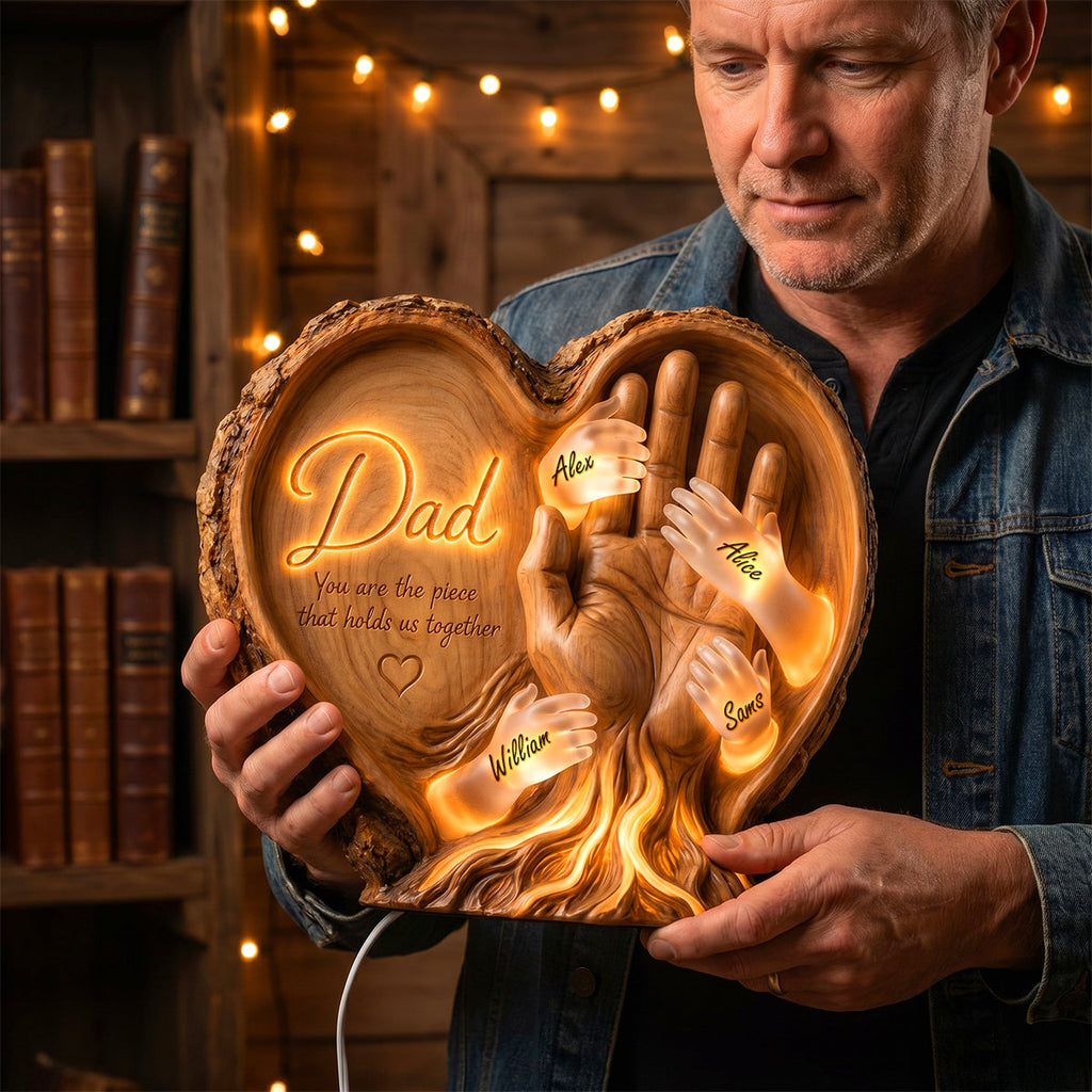 Dad's Heart Pieces Acrylic Light Box - Personalized Gifts For Dad 01padh300426