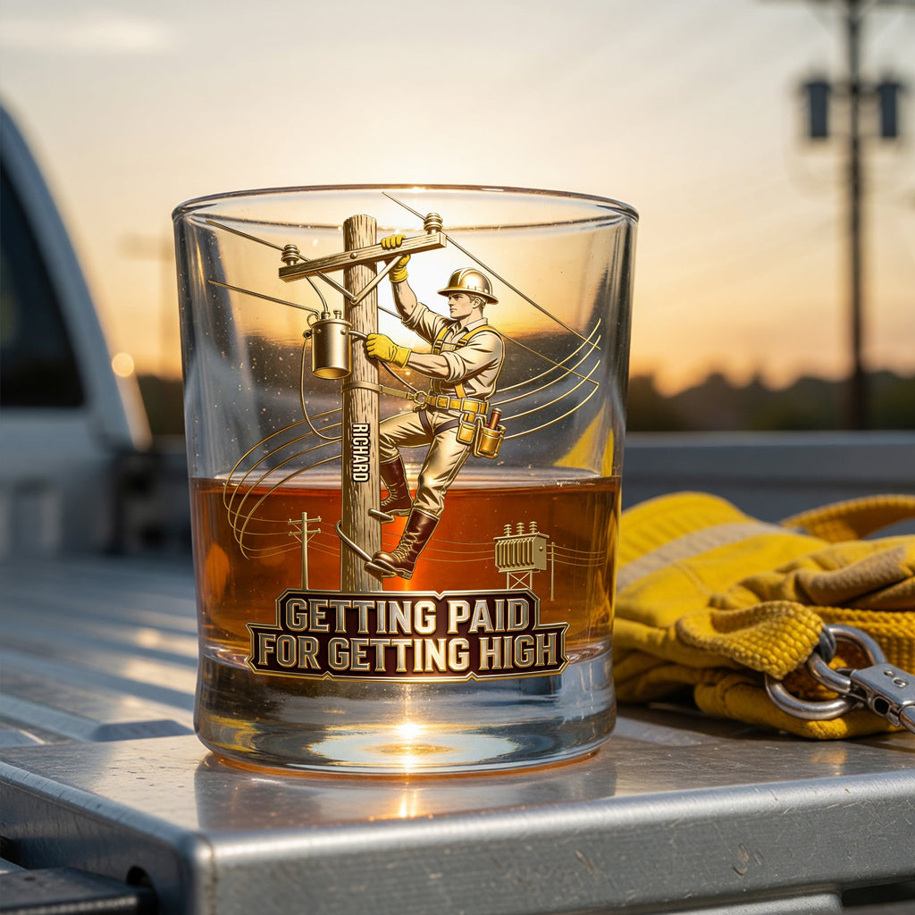 Proud Lineman Round Glass - Personalized Gifts For Workers 01PGQN100626