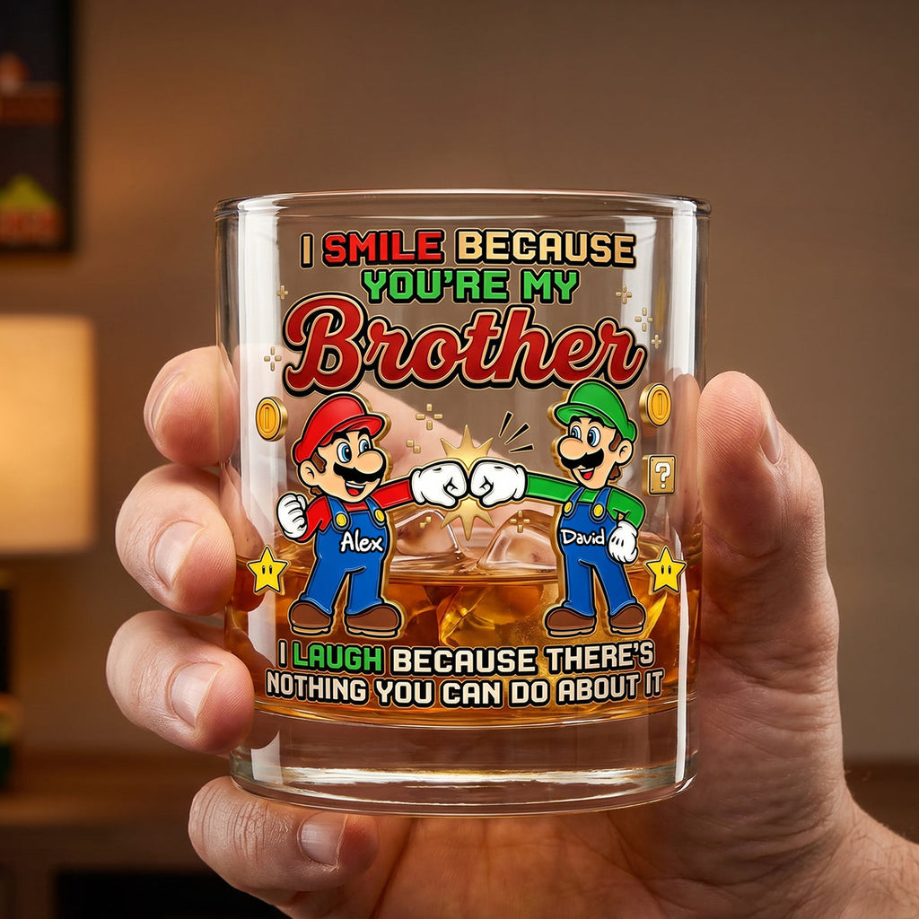 My Brother Best Brotherhood 11oz Round Glass - Personalized Gifts For Brother Glass 02NADH110626