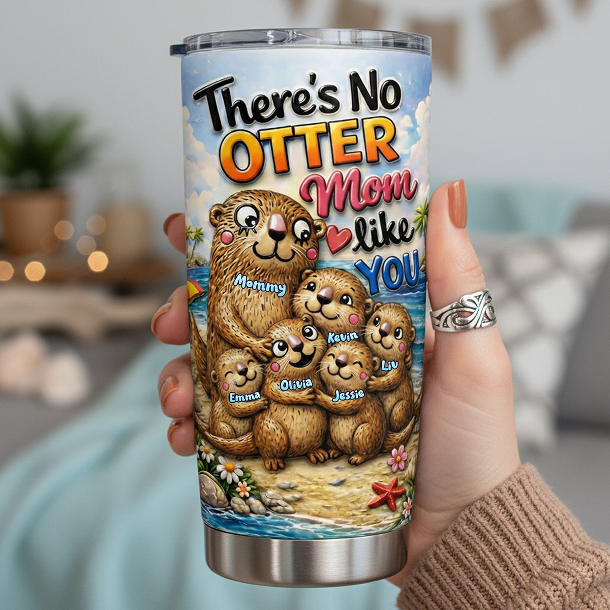 Otter Mom And Babies Tumbler - Personalized Gifts For Mom 03TYTA040326