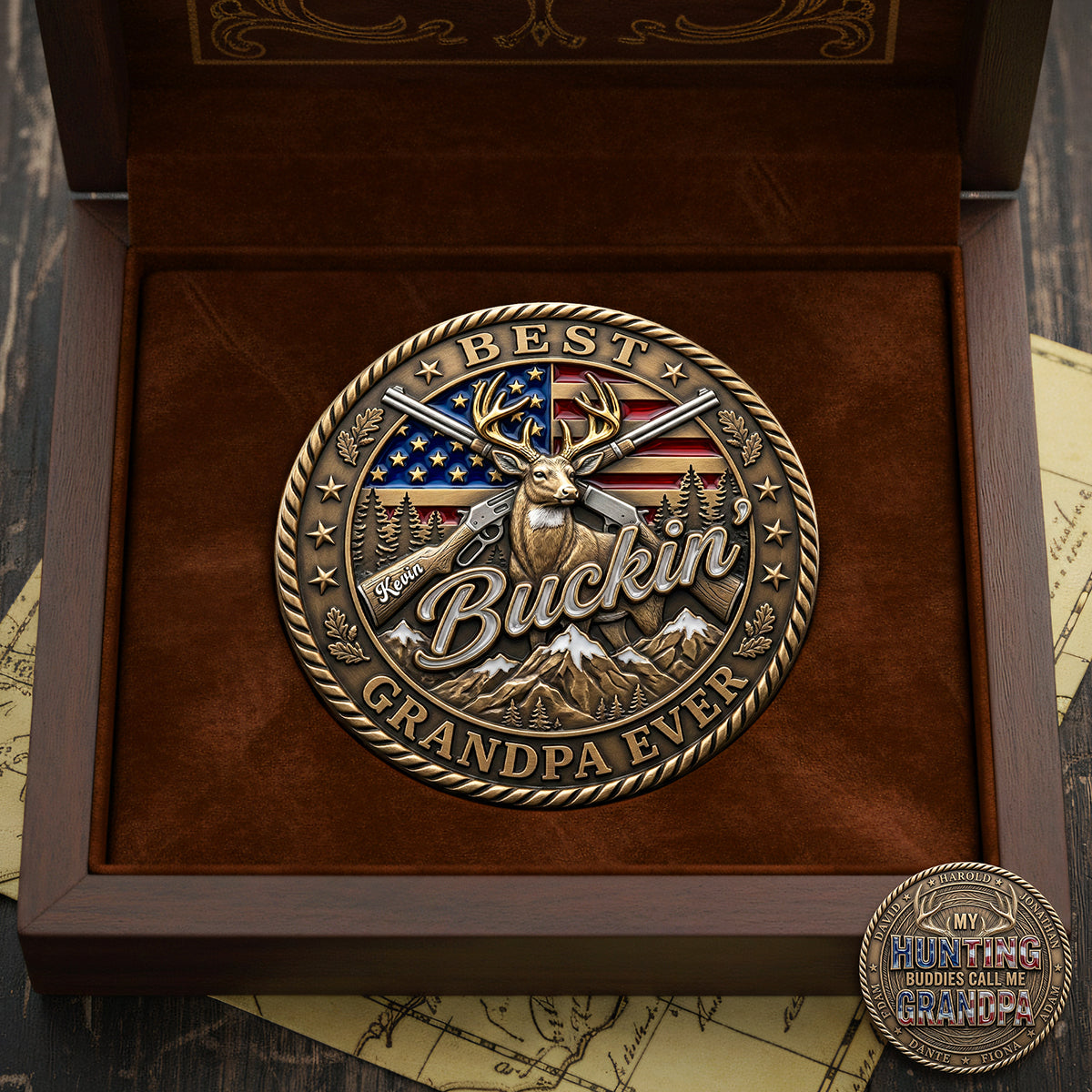 American Hunting Printed Metal Coin - Personalized Gifts For Grandpa 04pata020326