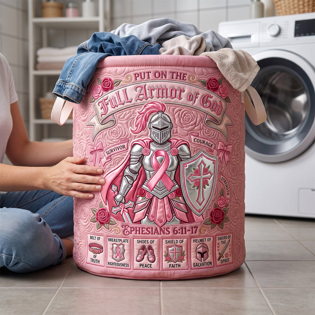 Full Armor of God Quilted Laundry Basket - Personalized Gifts For Christian 04padh100726