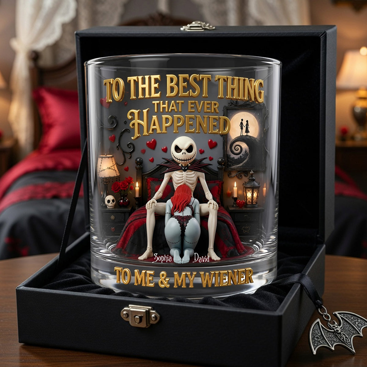 Naughty Gothic Couple Round Glass - Personalized Gifts For Couple 05tylu080626