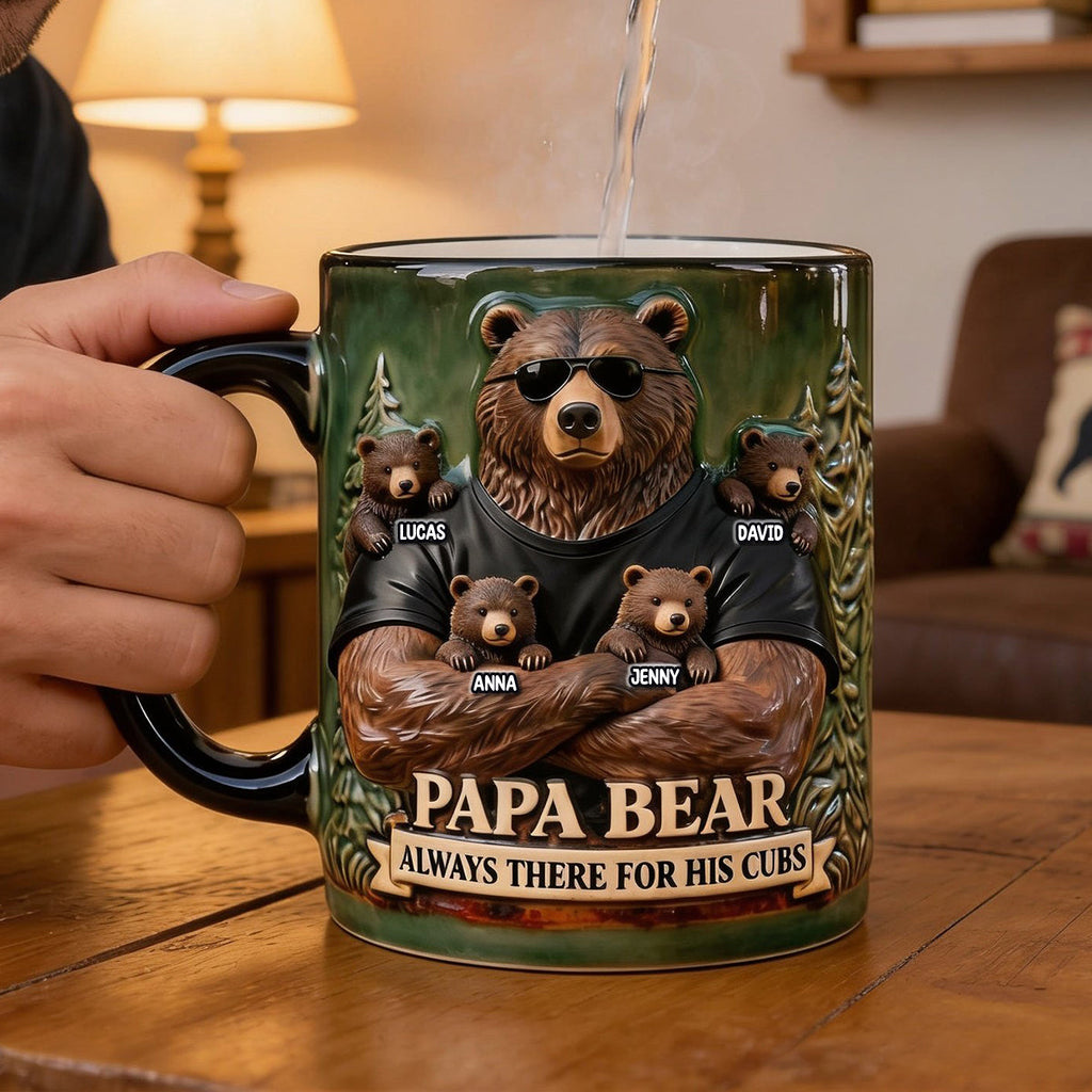 Strong Protective Bear Dad Magic Mug, Personalized Gifts For Dad 03qhtn200526
