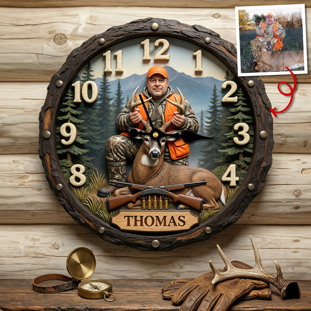 Best Hunting Acrylic Wall Clock Custom Photo Gifts For Hunters 01HUTN250326