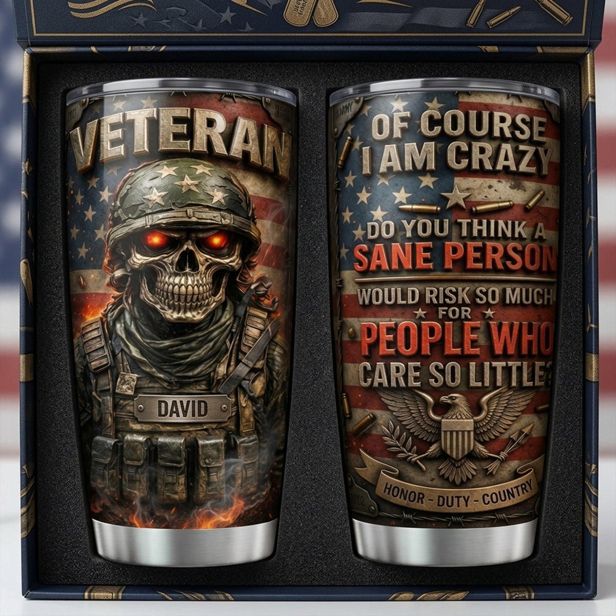 Fire Skull Veteran Tumbler Personalized Gifts For Veteran 04TYLU070426