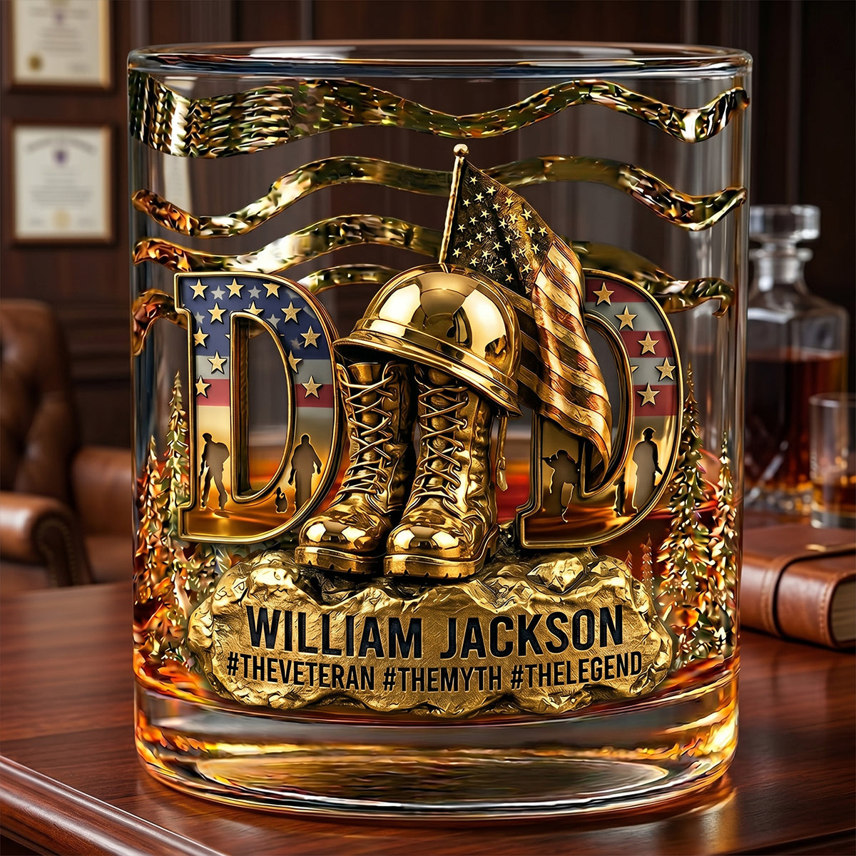 Proud Veteran Dad Drinking Glass - Personalized Gifts For Dads 03tgtn070526