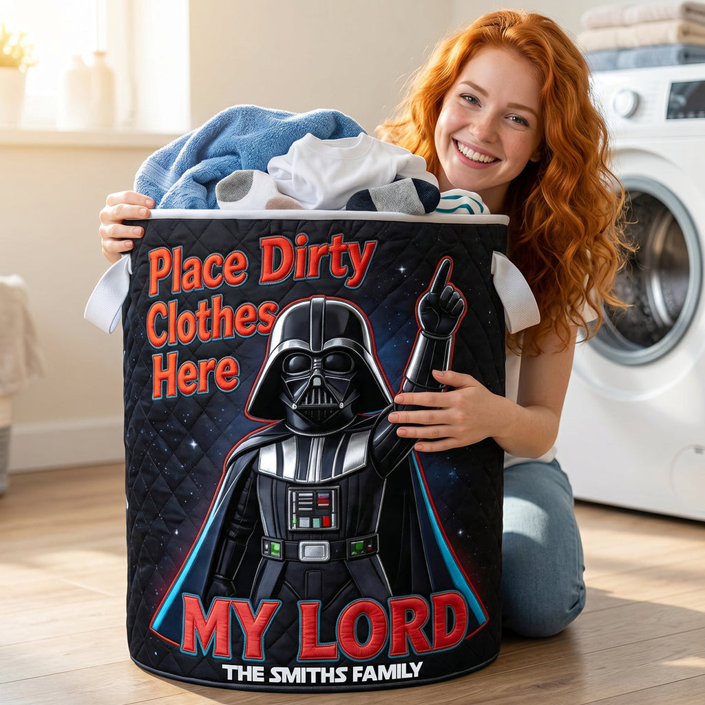 Place Dirty Clothes Here Quilted Laundry Basket - Personalized Gifts 03hudt090726