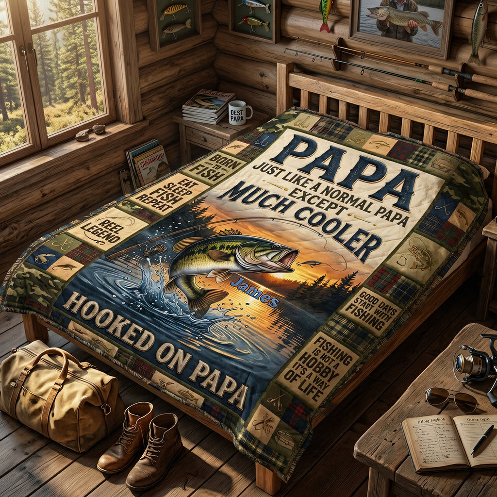 Hooked On Papa Forever Blanket - Personalized Gifts For Dad 02TYTA230426