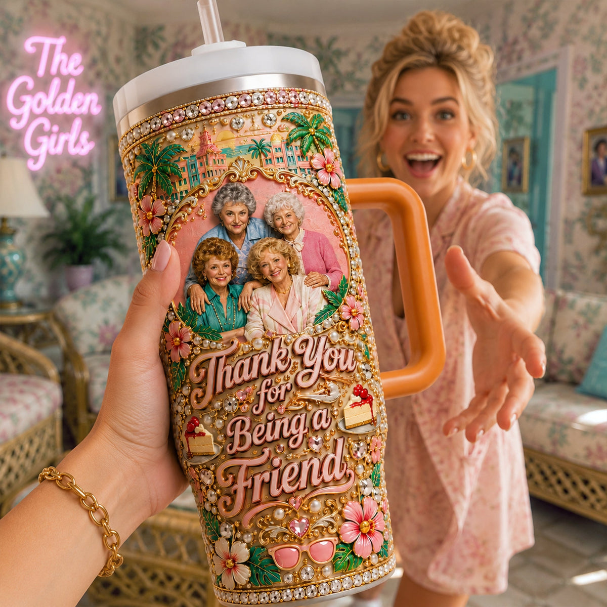 Cheers to Friendship 40oz Tumbler With Handle - Gifts For Friends 04NALU120626