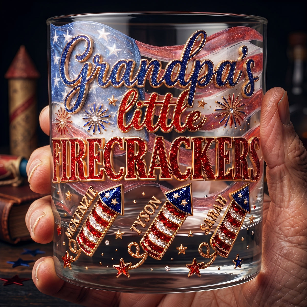 Firecrackers Drinking Glass - Personalized Gifts For Grandpas 052padt300526