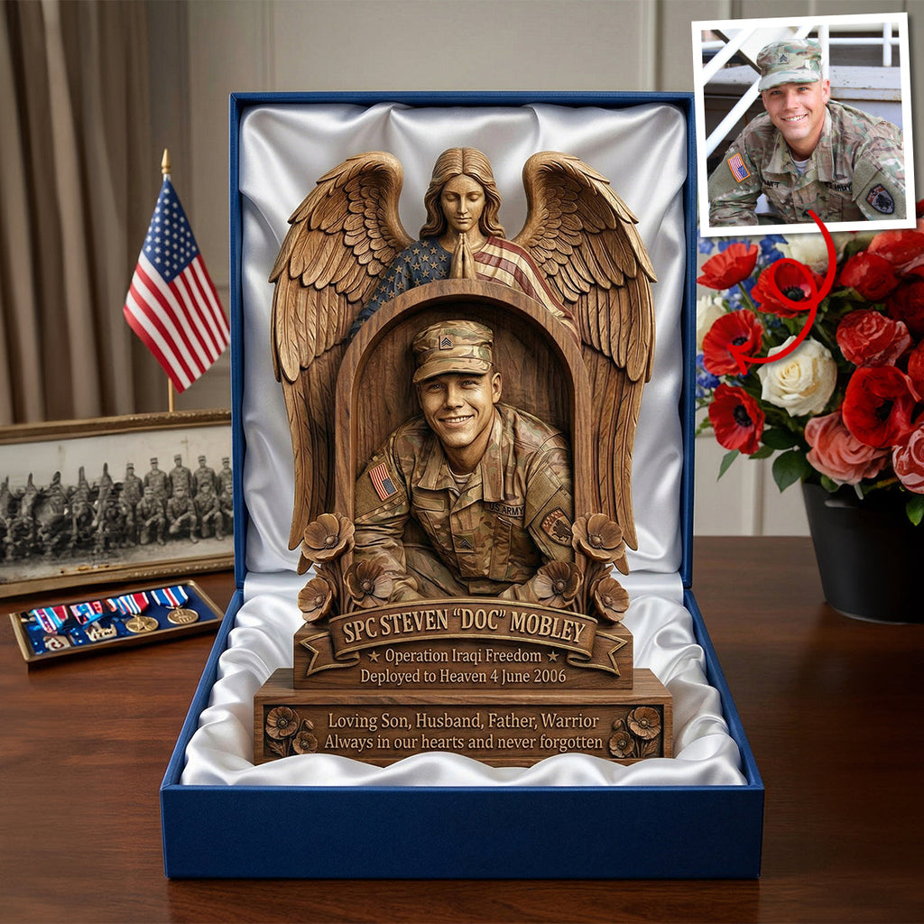 Custom Photo Military Hero Memorial Plaque, Keepsake To Remember A Veteran 02qhtn250326