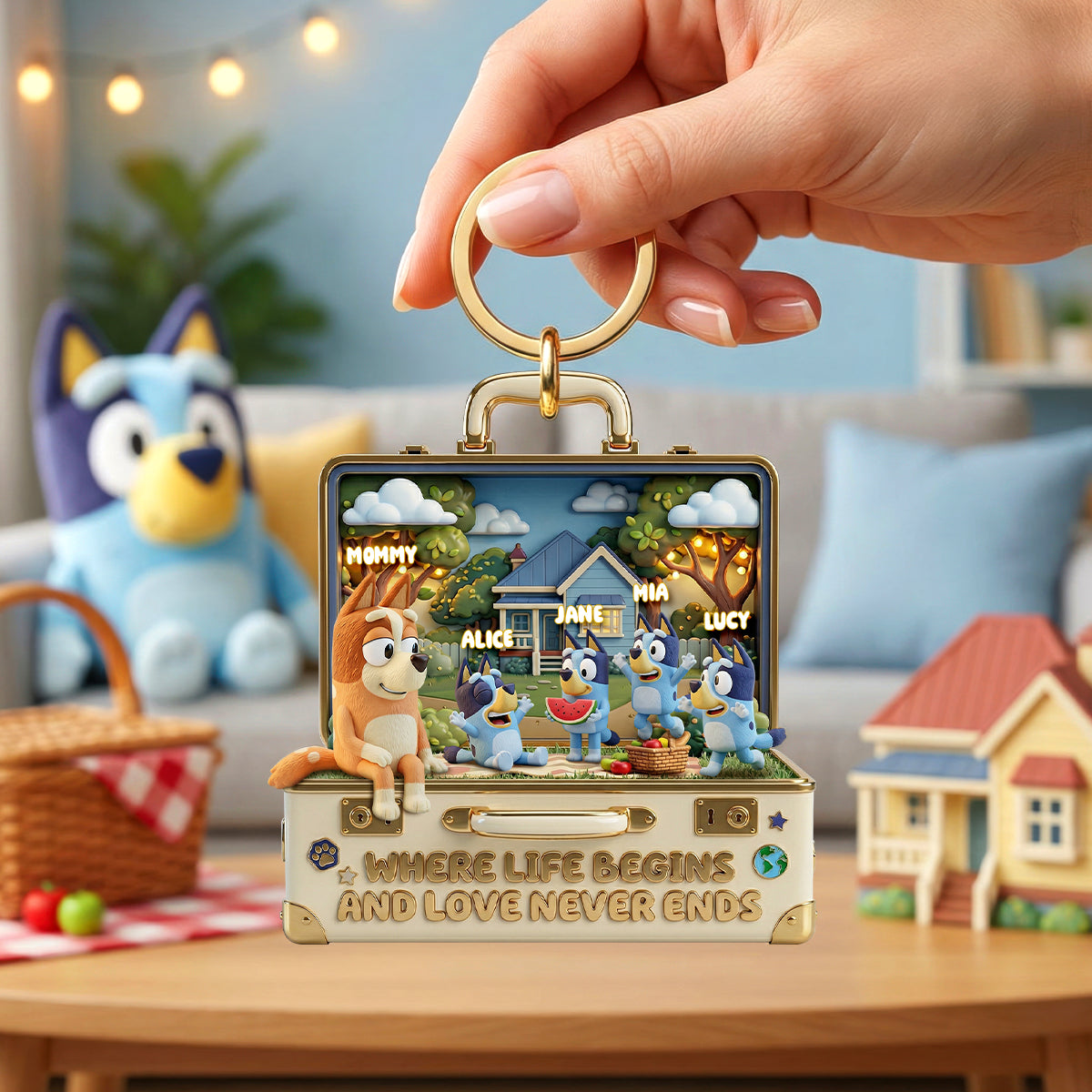 Puppy Kid And Mom Keychain - Personalized Gifts For Mother's Day Keychain 02PADH100426