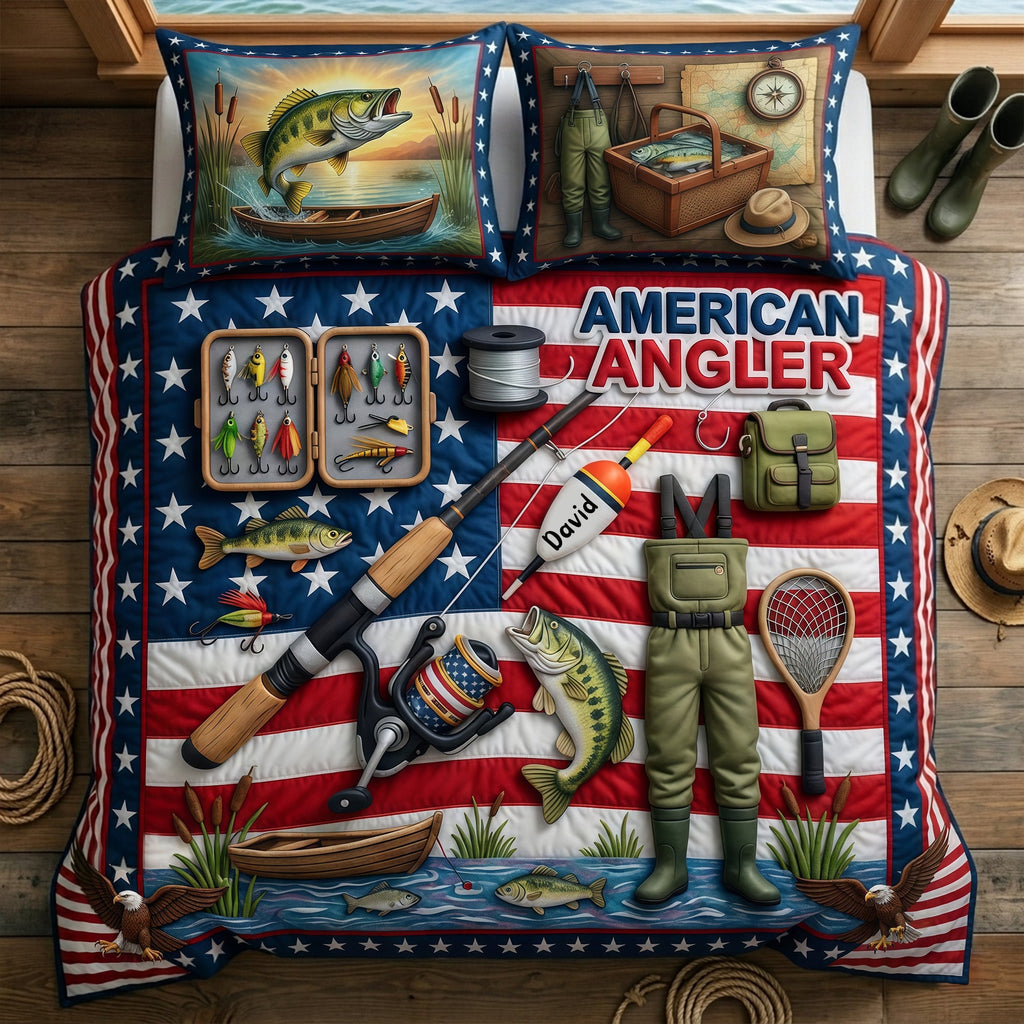 USA Fishing Quilt Bedding Set - Personalized Gifts For Fishing Lovers 05TYLU260326