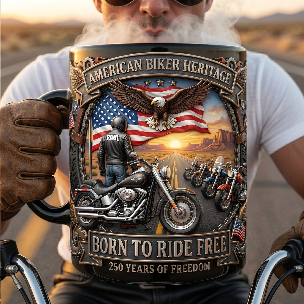 American Biker Heritage Coffee Mug - Personalized Gifts For Motorcycle Lovers 04tylu250626