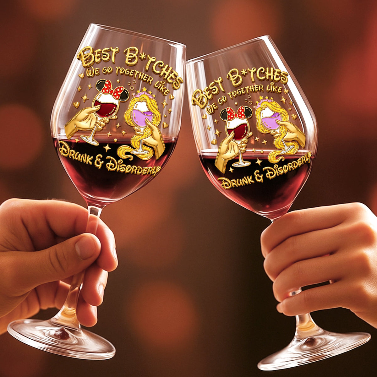 Cheers Bestie Wine Glass - Personalized Gifts For Besties 02NAQN090626