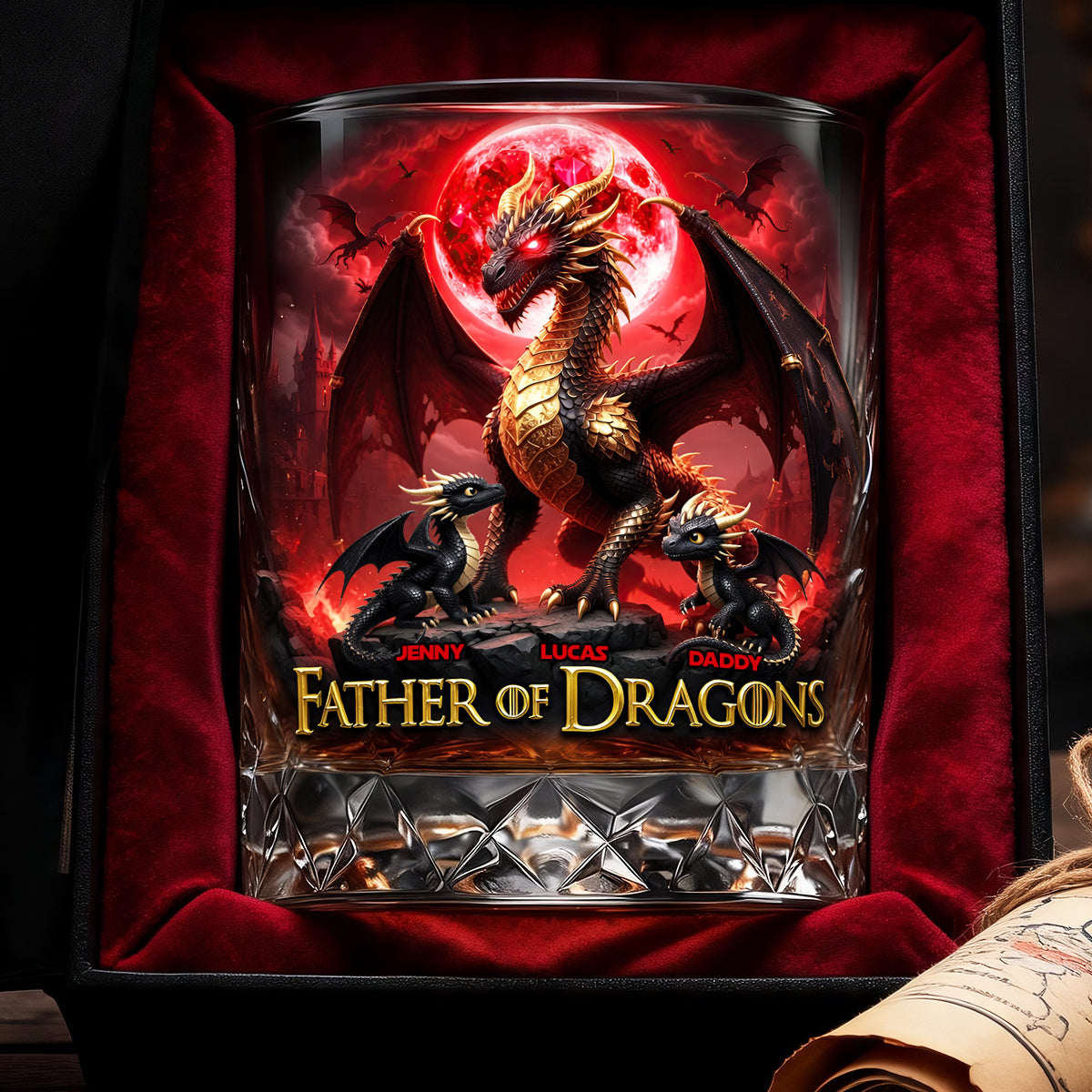 Father Of Dragons Round Glass - Personalized Gifts For Dad 04tydt210526