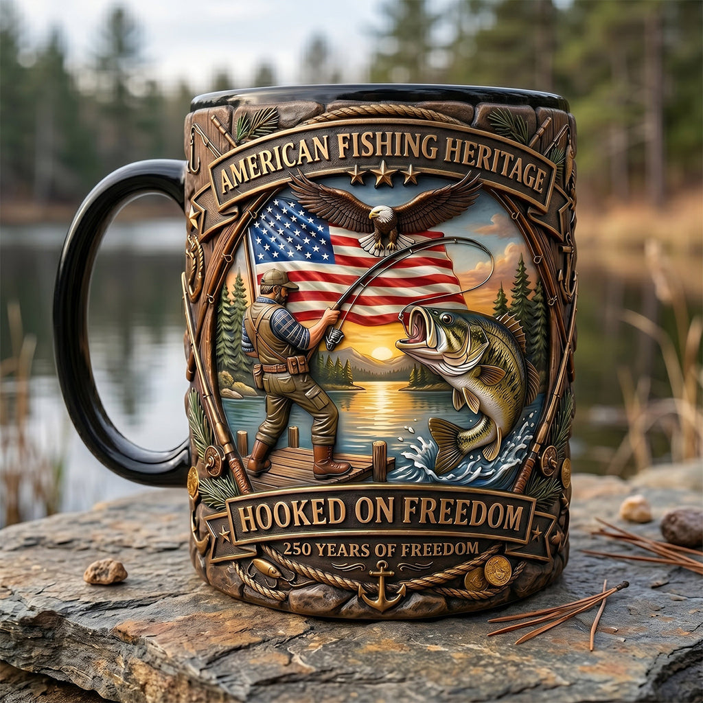 Hooked On Freedom Accent Mug - Personalized Gift For Fisherman 04tytn250626