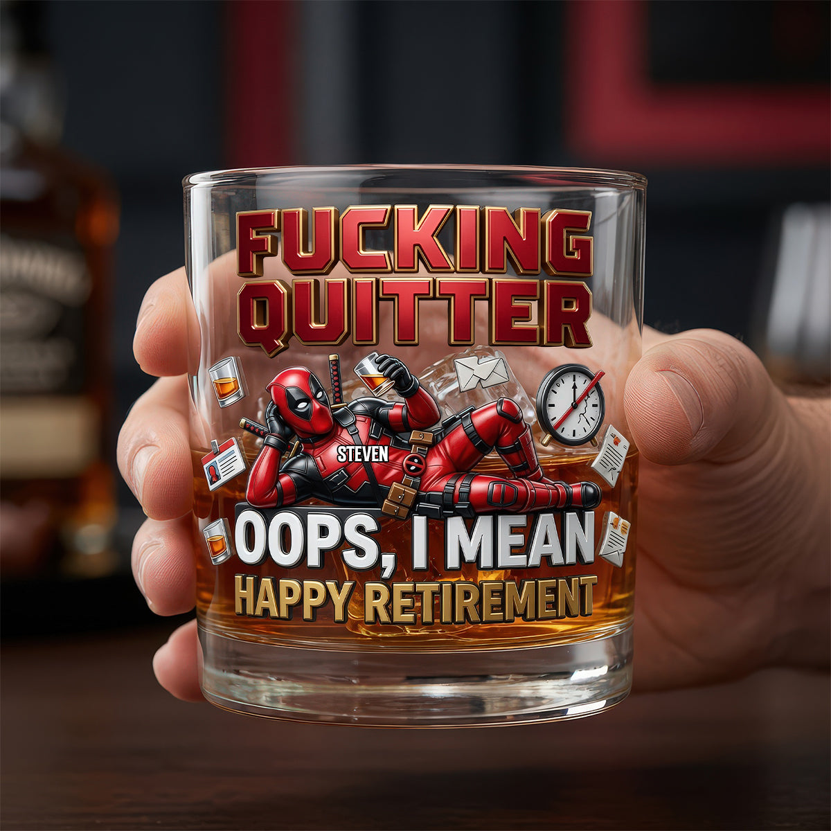 Funny Retirement Round Glass - Personalized Gifts 04TYDH100626