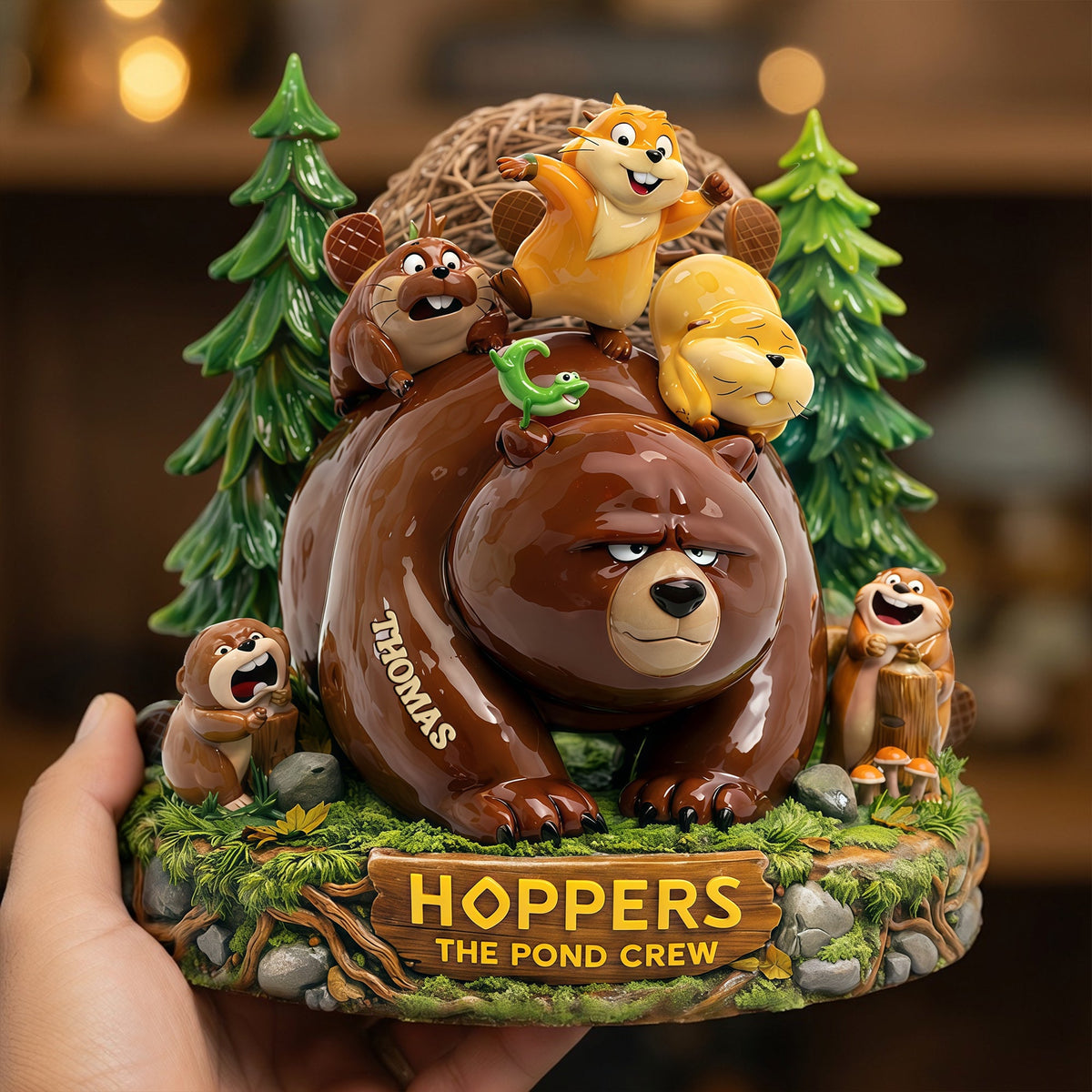 Cute Bear with Otter Friends Acrylic Plaque - Personalized Gifts For Pond Crew Plaque 02TYLU160326