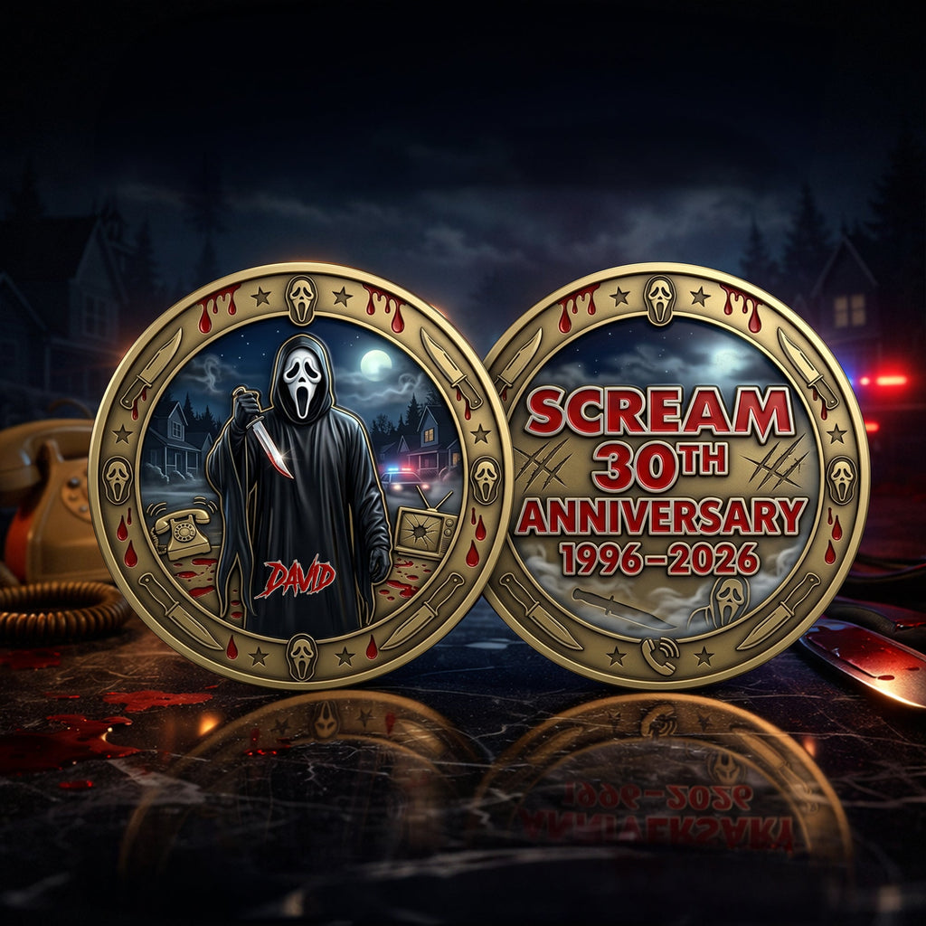 30 Years Anniversary Metal Coin - Personalized Gifts For Horror Fans Printed Metal Coin 05OHLU120326