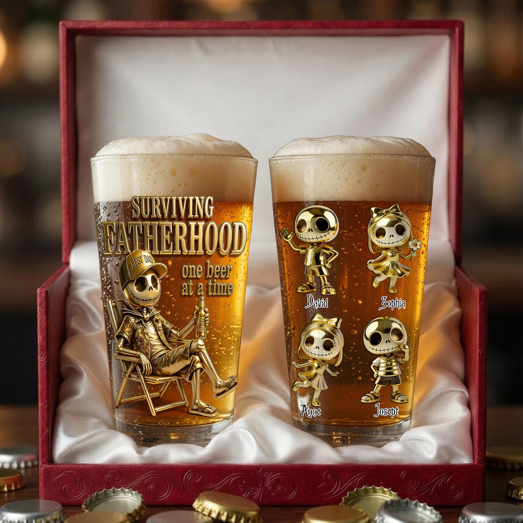 Spooky Dad and Kids Beer Glass - Personalized Gifts For Dad 01pglu280426