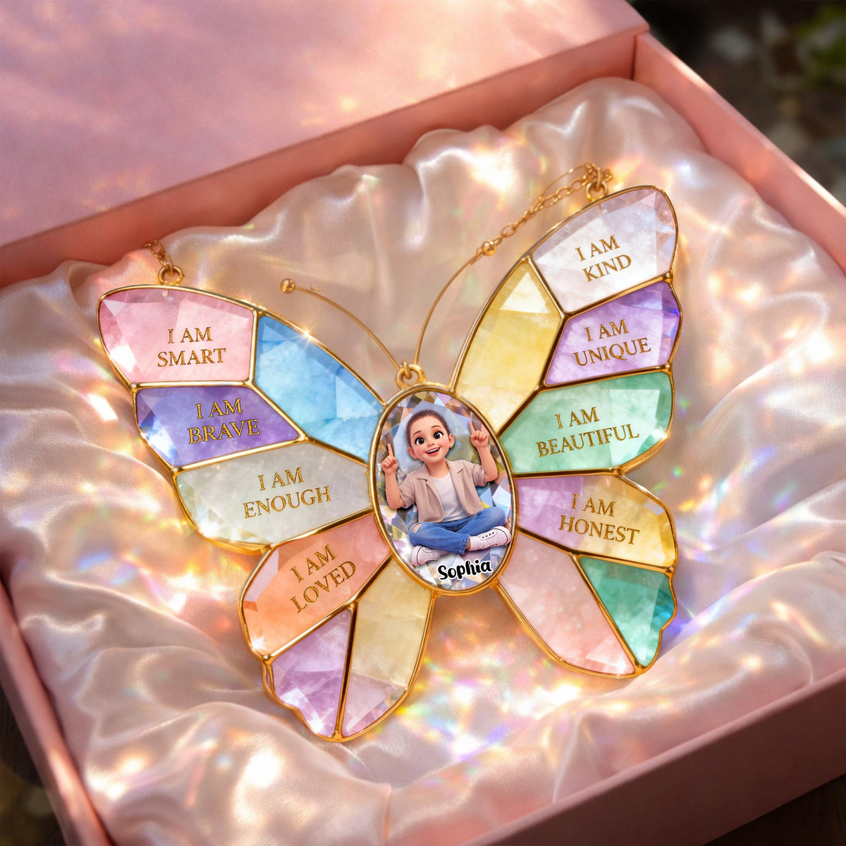 Daily Affirmation Kid Suncatcher Ornament Custom Photo Gifts For Kids 04NALU280226