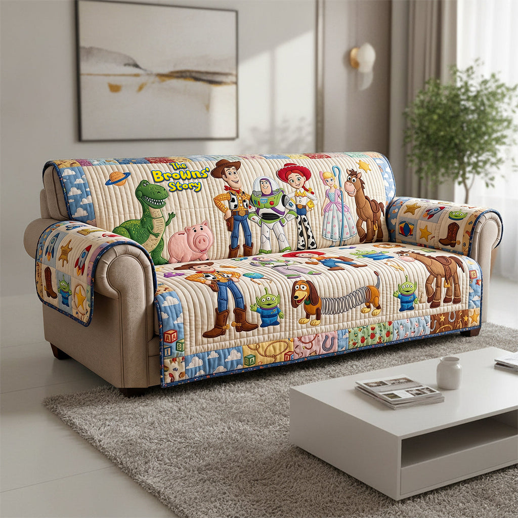 Cartoon Lovers Sofa Cover - Personalized Gifts 02huta220626