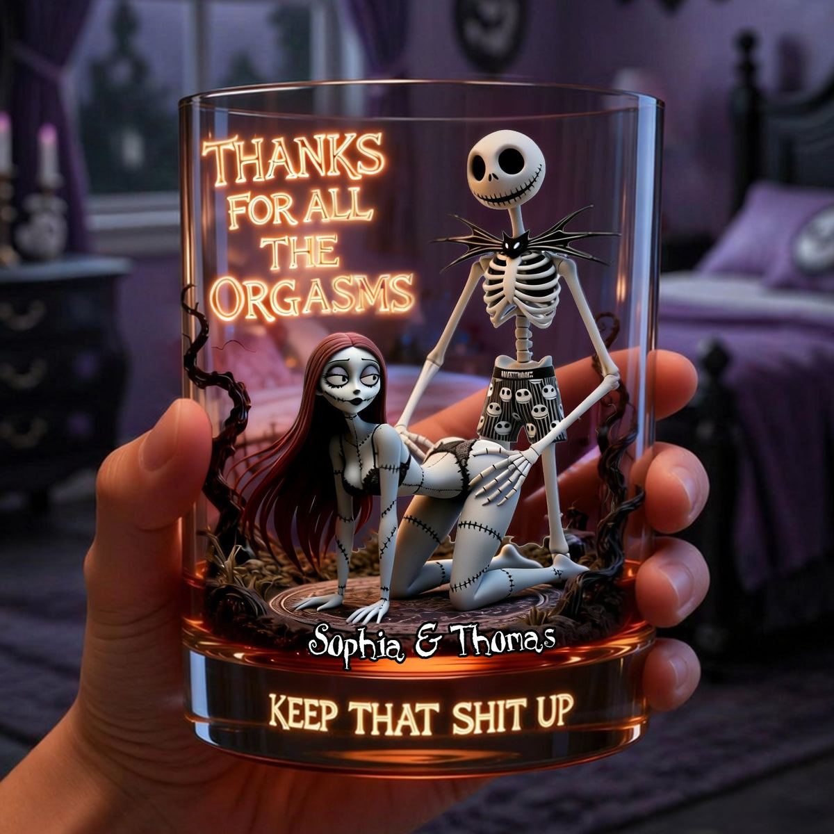 Naughty Couple Round Glass - Personalized Gift For Couples 04HULU290526