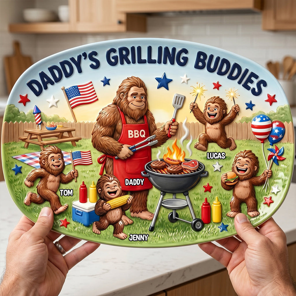 Bigfoot Dad Grilling Plate - Personalized Gifts For Dads 02natn200526