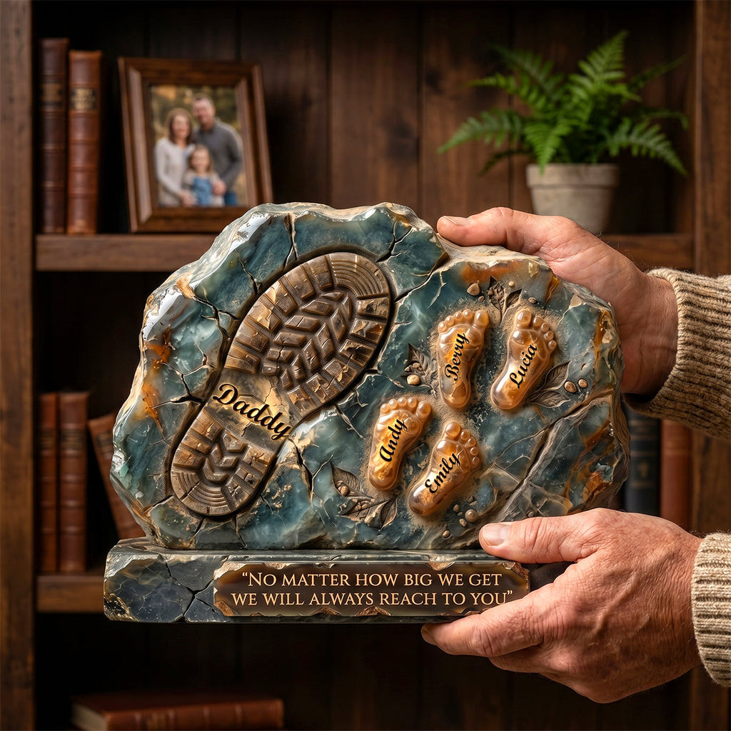 Daddy And Kids Footprint Acrylic Plaque - Personalized Gifts For Dad 05TODH050526