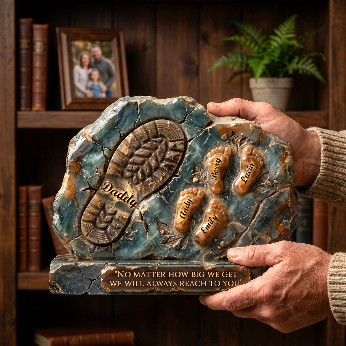 Daddy And Kids Footprint Acrylic Plaque - Personalized Gifts For Dad 05TODH050526