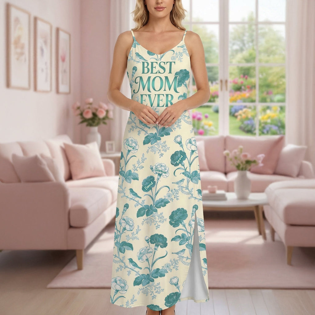 Flower Toile de Jouy Suspender Maxi Dress - Personalized Gifts For Mom 05PGQN200326