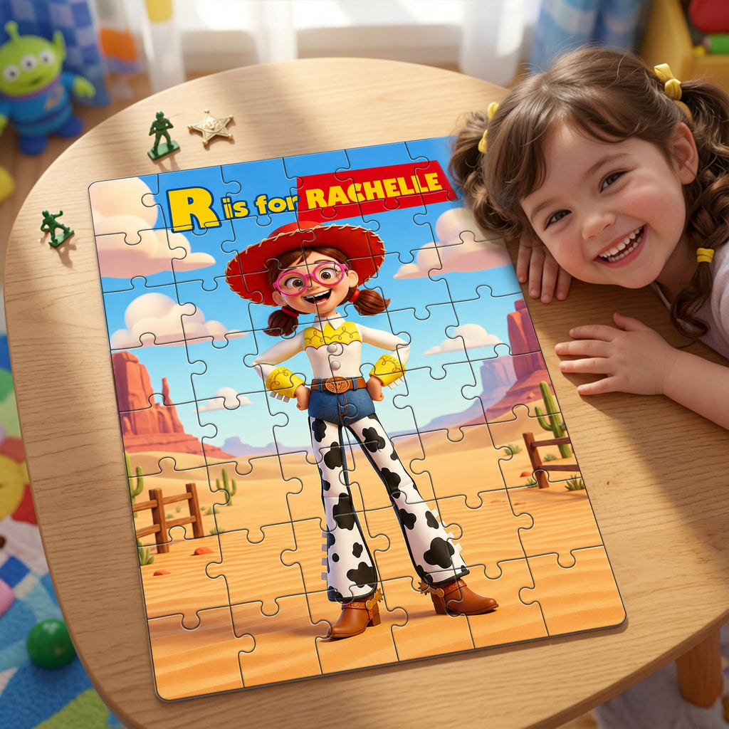 Custom Photo Cowgirl Jigsaw Puzzle - Personalized Gifts For Kids 01hulu260626