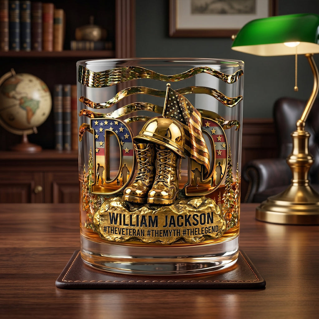 Proud Veteran Dad Drinking Glass - Personalized Gifts For Dads 03tgtn070526