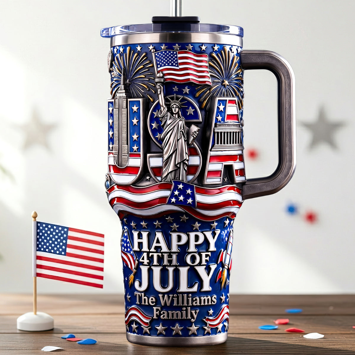 USA Happy 4th July Tumbler - Personalized Gifts For Family 05padt100626