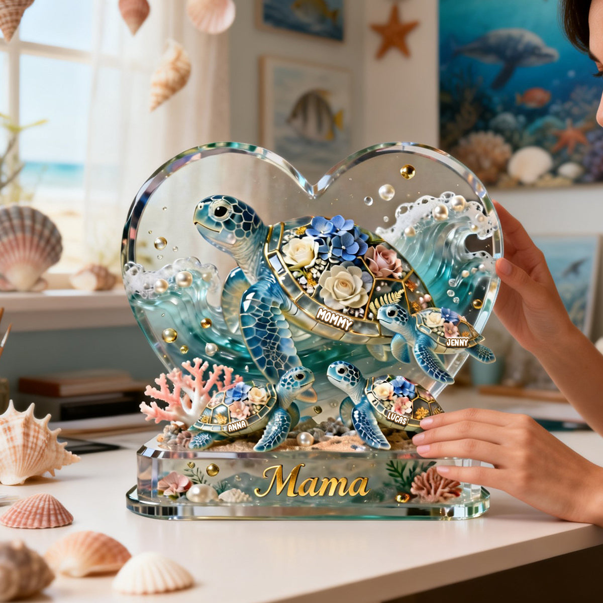Best Turtle Mom Ever Acrylic Plaque - Personalized Gifts For Mom 05NATN270226