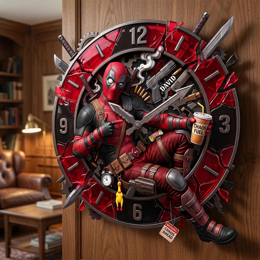 Red Mask Acrylic Wall Clock - Personalized Gifts 01paqn180726
