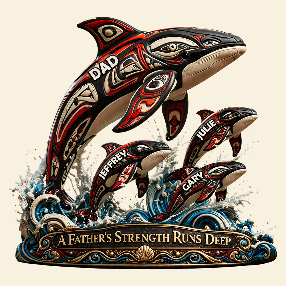 Dolphin Dad Indigenous Acrylic Plaque - Personalized Gifts For Dad 02TODT180426
