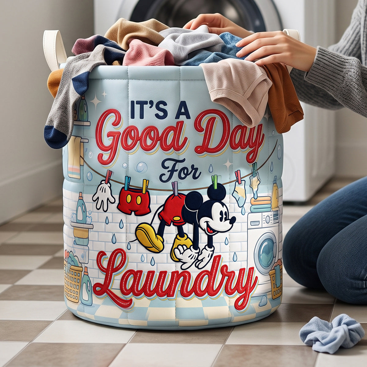 Is It A Good Day For Laundry Quilted Laundry Basket - Personalized Gifts 01natn110726