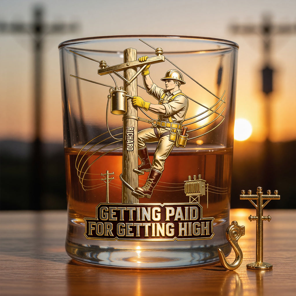 Proud Lineman Round Glass - Personalized Gifts For Workers 01PGQN100626