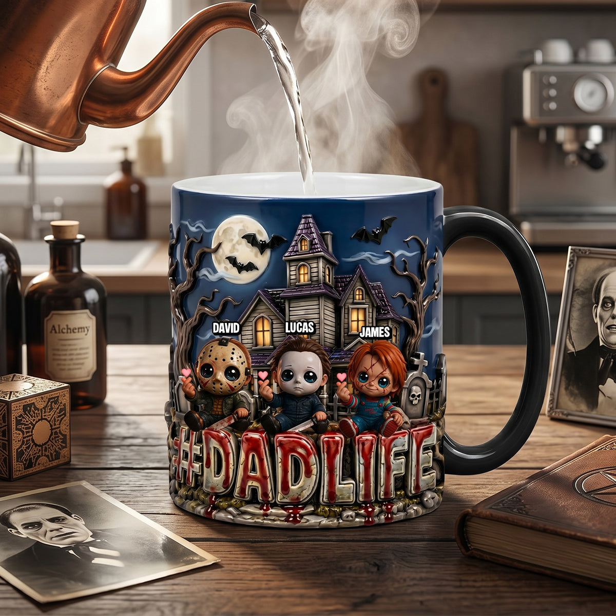 Dad Life With Little Horrors Magic Mug - Personalized Gifts For Dads 05patn120526