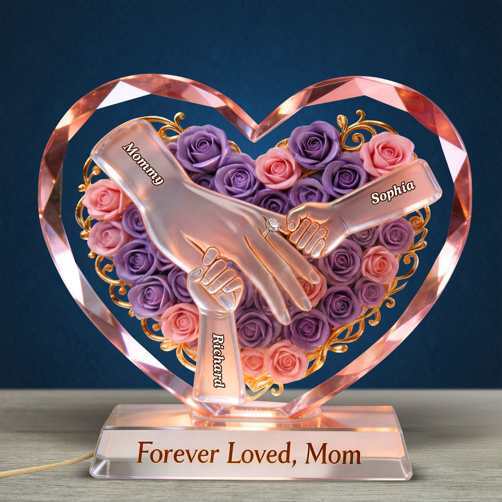 Hand Of Love Acrylic Light Box - Personalized Gifts For Mother's Day 02NAQN150426