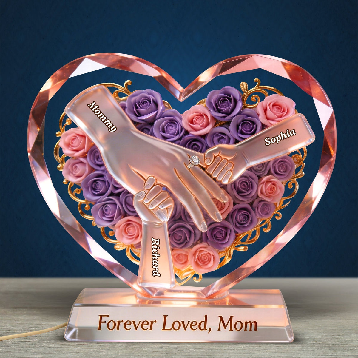 Hand Of Love Acrylic Light Box - Personalized Gifts For Mother's Day 02NAQN150426